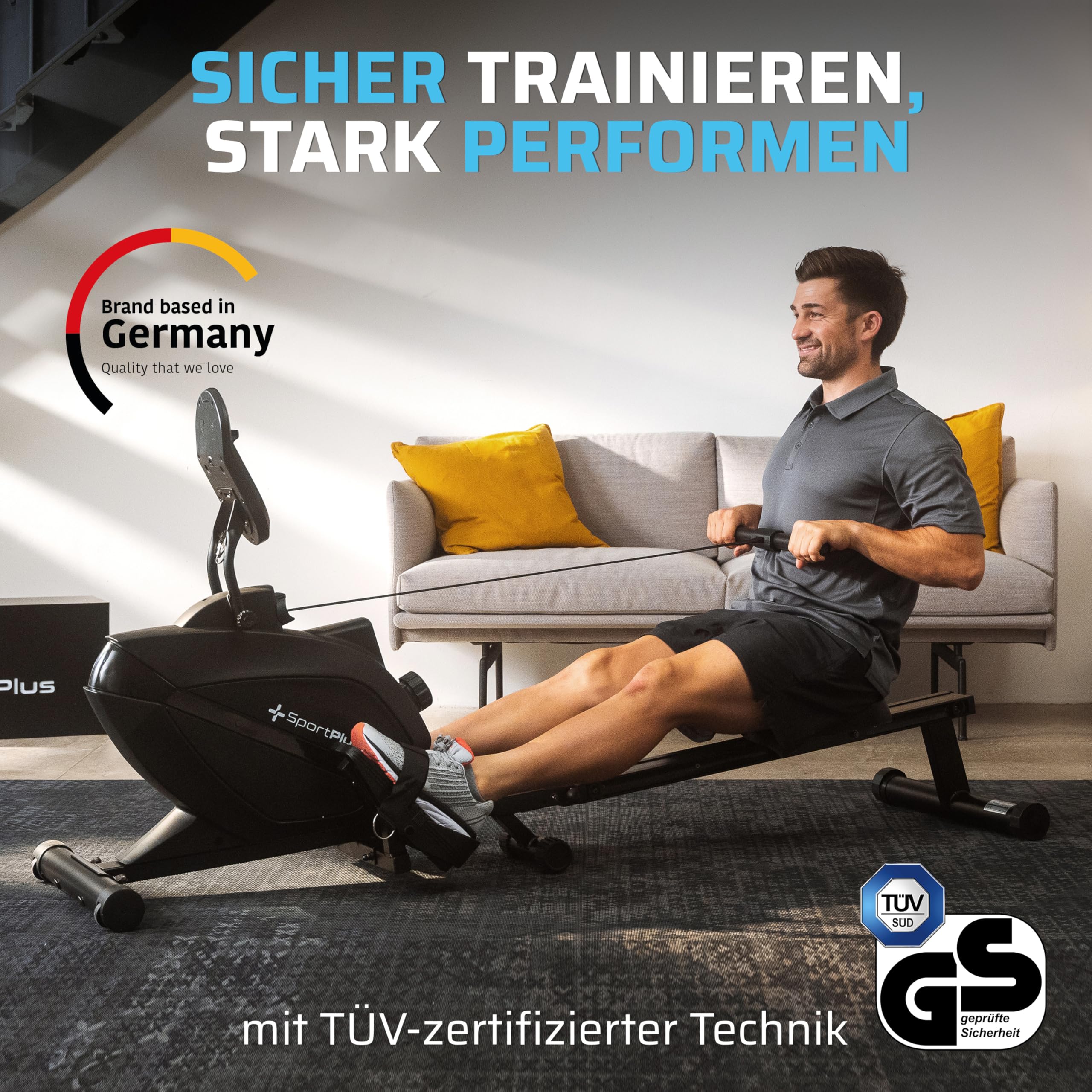 Rudergerät für zuhause klappbar - SportPlus Rudergerät klappbar extra leiser Magnetwiderstand - Rudermaschine für zuhause Kinomap - Rudergeräte Magnetwiderstand Trainingscomputer App Rowing Machine